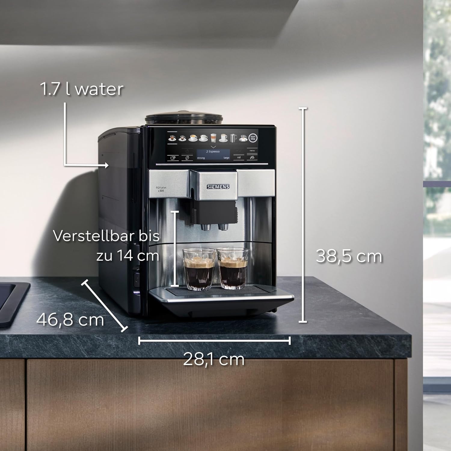 Cafetera espresso automática Siemens EQ.6 plus s300 TE653501DE, para muchas especialidades de café, espumador de leche, molinillo cerámico, doble función de café, antical, limpieza automática a vapor, 1500 W, plateada