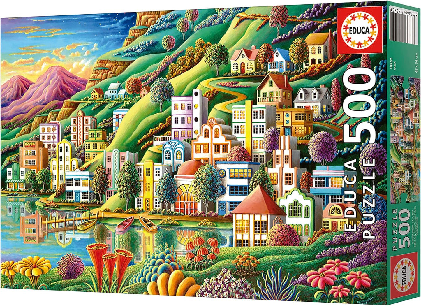 Educa - Puzzle 500 piezas para adultos | Pueblo colorido junto al lago, puzzle de 500 piezas para adultos y niños a partir de 11 años, puzzle de paisajes, ilustración (19552) Puzzle Naty Shop