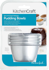 Kitchencraft Mini moldes para pudín de aluminio anodizado, 7,5 cm, juego de 4 moldes y bandejas para hornear plateados Naty Shop