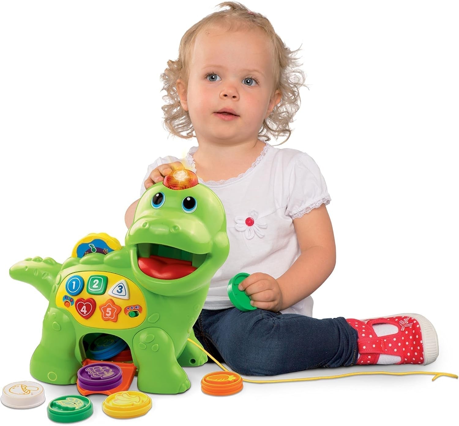 Vtech Baby Feed Me Dino - Alimentando y Aprendiendo Dinosaurio Parlante con Canciones, Botones y Juego de Preguntas - De 12 a 36 Meses Juguetes Bebé Naty Shop
