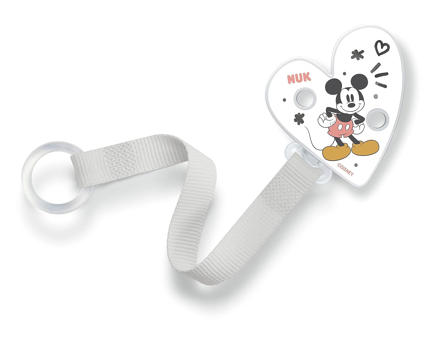 Cadena y clip para chupete NUK | para anillos de chupete | Robusto y resistente a la rotura | DisneyMickey Mouse