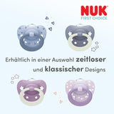 Chupetes clásicos de día y noche NUK First Choice para bebés | 6-18 meses | Chupetes de ortodoncia que brillan en la oscuridad | 95% de aceptación por parte de los bebés** | Azul | Paquete de 2