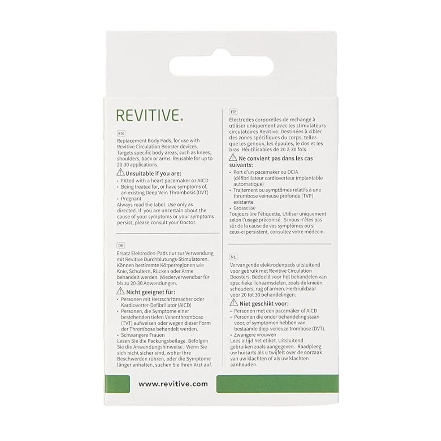 Revitive TENS PADS Estimulador de la circulación sanguínea