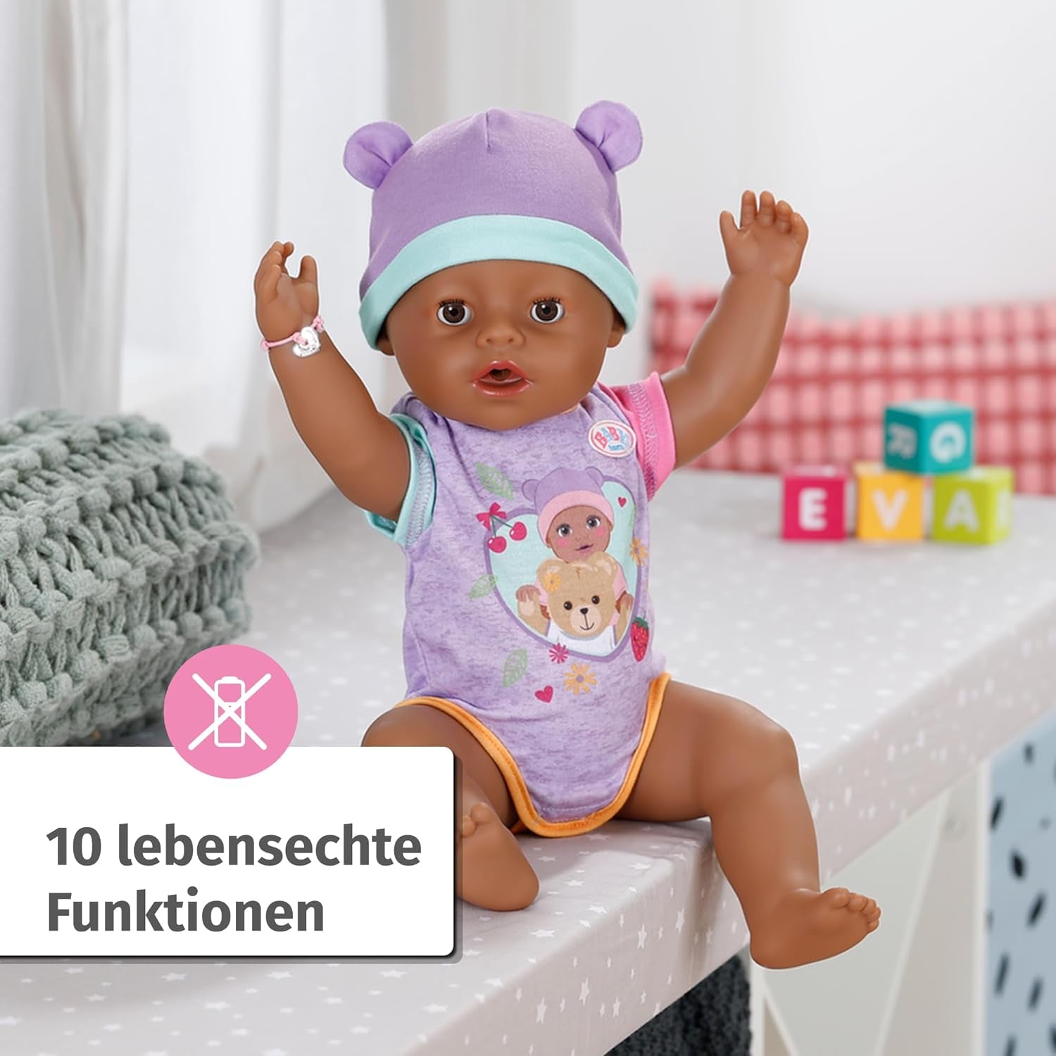 BABY Born Eva 43Cm, Muñeca con 10 funciones y accesorios, para niños a partir de 3 años, funciona sin pila, Muñeca grande 43Cm, 836408 Zapf Creation Dolls Naty Shop