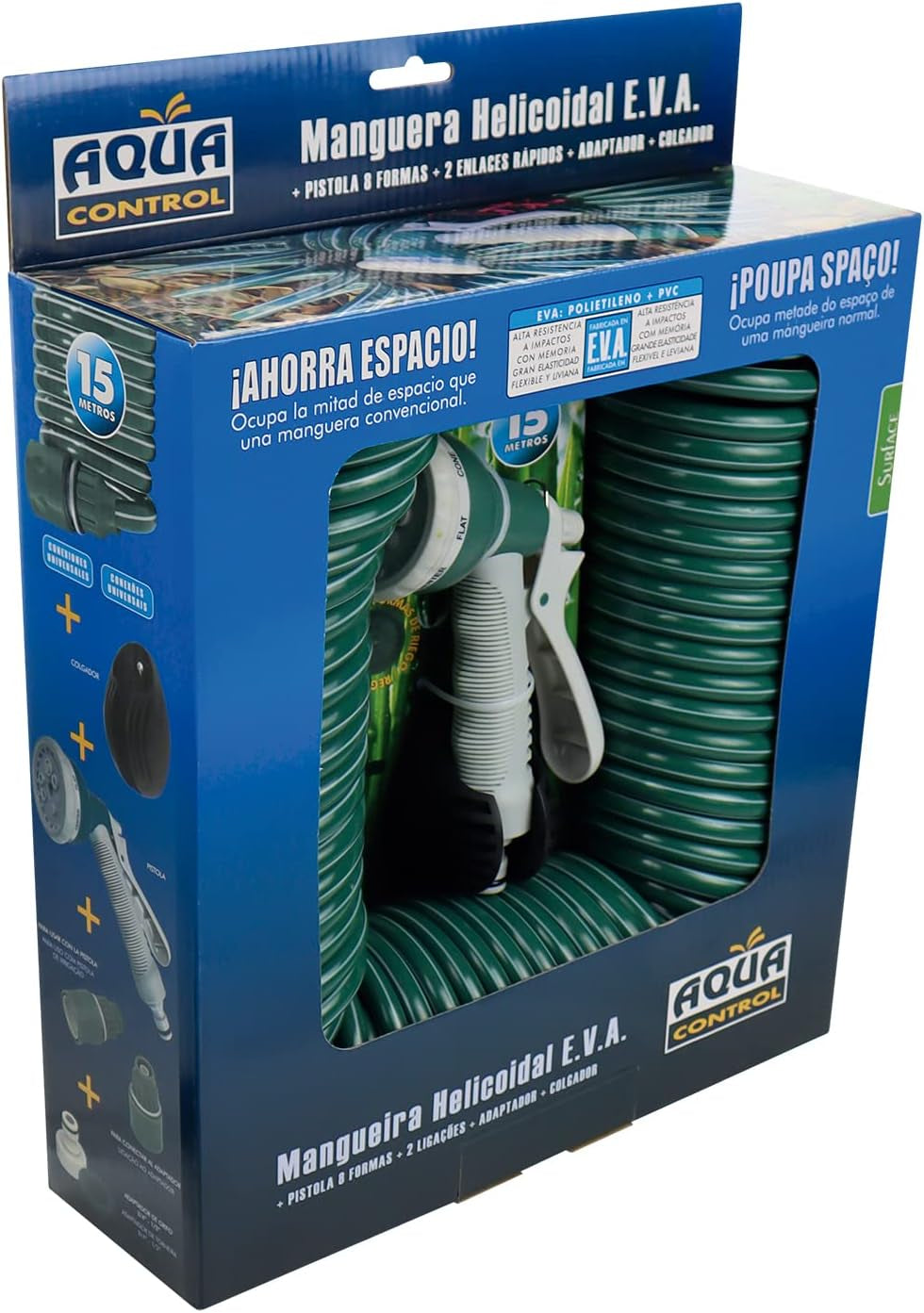 Manguera de jardín C2107N2 con 7 formas, 15 m, verde