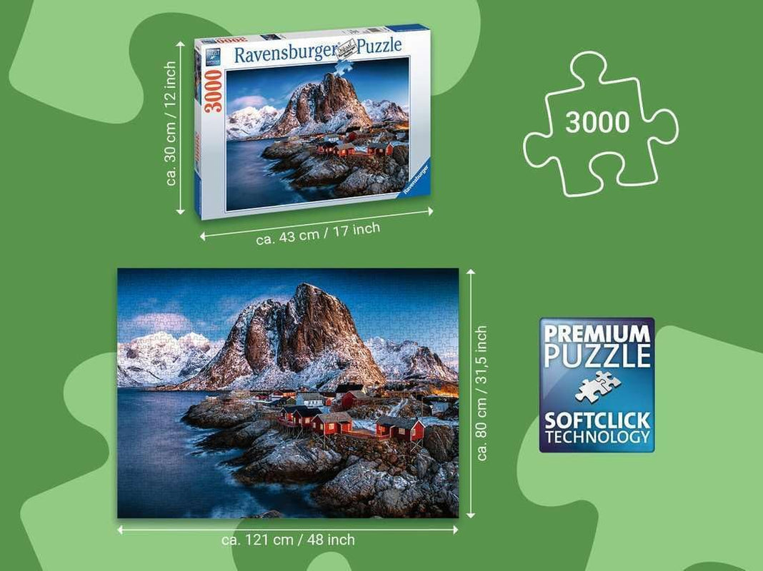 Ravensburger Puzzle 17081 - Hamnoy, Lofoten - Puzzle de 3000 piezas para adultos y niños a partir de 14 años, Puzzle de paisajes de Noruega Puzzle Naty Shop