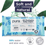 Toallitas desechables ecológicas para bebés para pieles sensibles del bebé 70 toallitas (1 paquete) 99% de agua 100% sin plástico para pieles sensibles Recién nacidos propensos al eccema Biodegradables Veganos