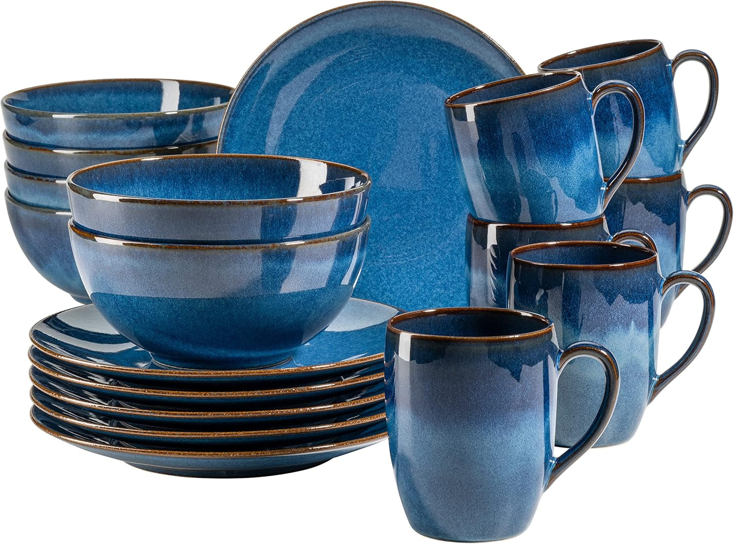 Juego de desayuno MÄSER, cerámica OSSIA, azul real, azul