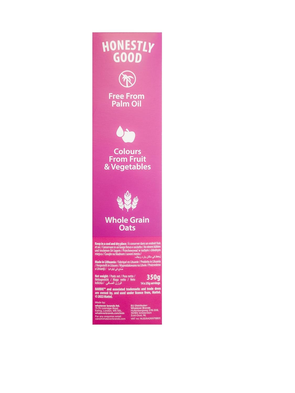 Cereal Barbie Rainbow Loops, coloridos aros de trigo, avena y maíz con sabor a frutas para el desayuno perfecto, 1 paquete (1 x 350 g)