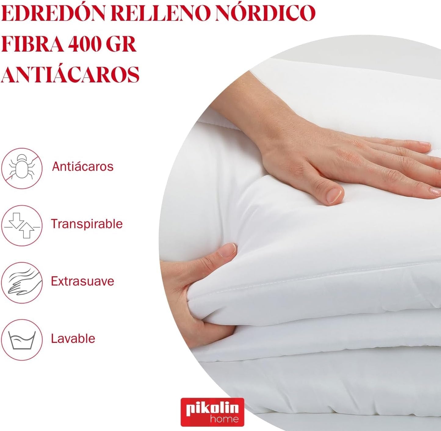 Pikolin Home - Edredón Nórdico Antiácaros 400 G, Apto para Habitaciones de Invierno y Bajas Temperaturas, Cama 200-240 X 280 Cm. Edredones y colchas Naty Tienda