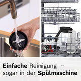 Batidora de mano Bosch Vitapower Serie 4 MMB6177S, Edelstahl-Klingen Made in Germany, Vaso de cristal termoseguro de 1,5 L, Botella para llevar de 0,6 L, Tapón, Kleinerkleinerer universal, 30.000 U/Min, 1200 W, Plata Cocina Naty Shop