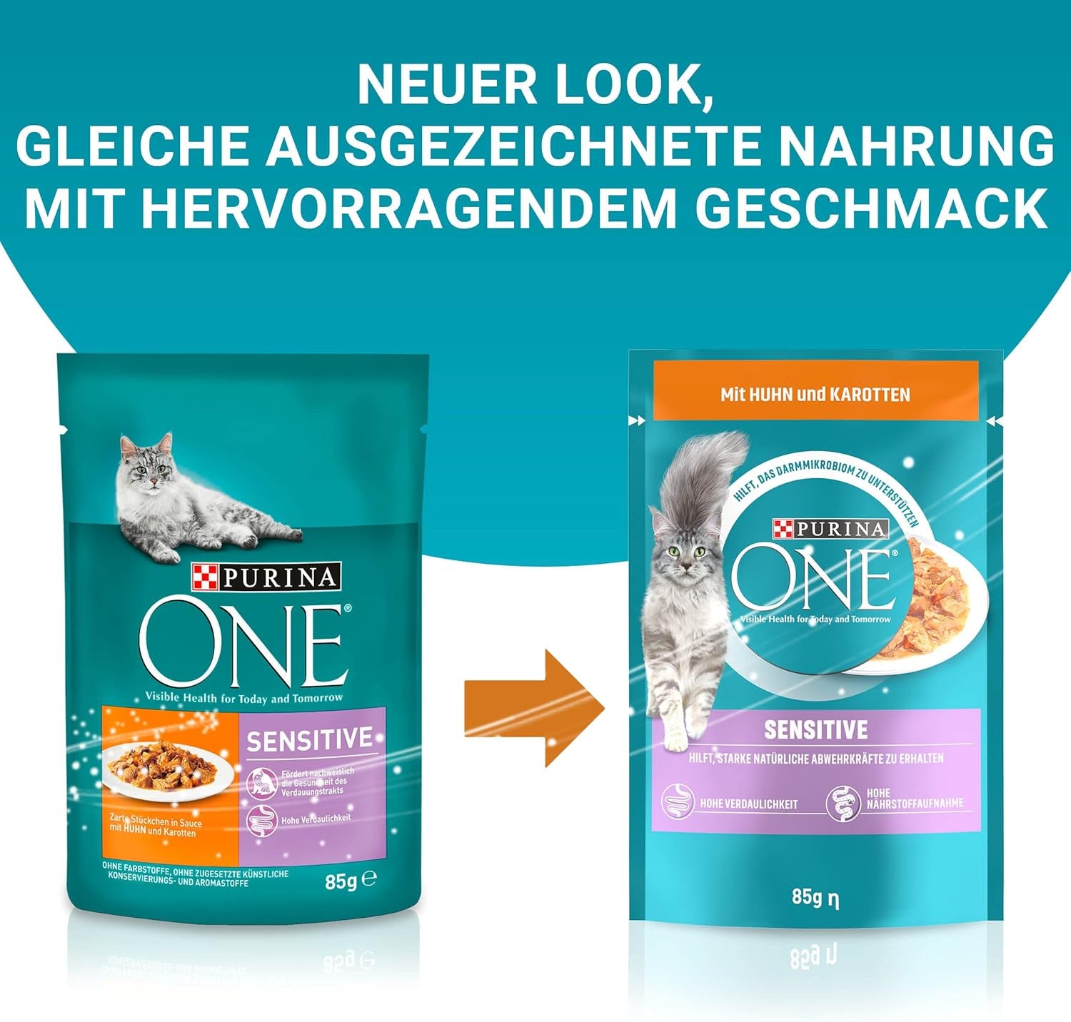 PURINA ONE Comida húmeda para gatos Sensitive, trozos tiernos en salsa de pollo, paquete de 26 (26 x 85 g)