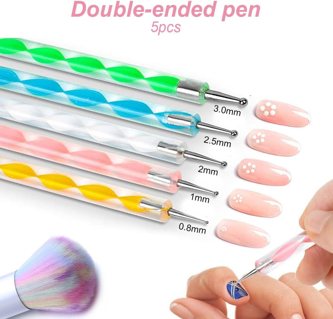 Juego de pegatinas y accesorios para uñas, 5 pegatinas para uñas, cepillo, piedras, cinta decorativa, lámina dorada, perfecto para manicura y uñas de gel, juego de 50 piezas