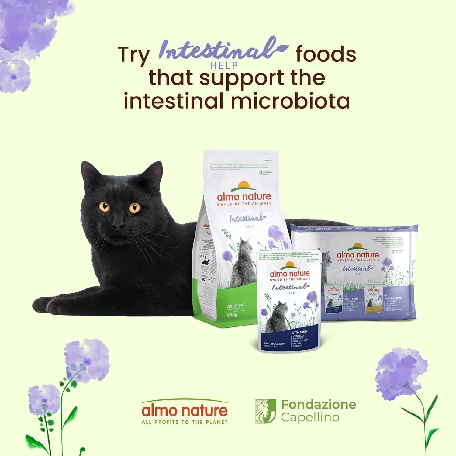 Almo Nature Functional - Intestinal Help - Alimento húmedo para gatos adultos y maduros con intestinos sensibles - con aves - favorece el microbioma - 70 g (paquete de 30)