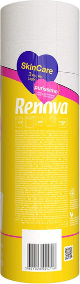Papel higiénico Renova Skincare Purissimo, 12 rollos, blanco
