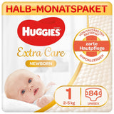 Pañales Huggies para recién nacido, talla 1, 100 pañales (2 x 50), caja de medio mes