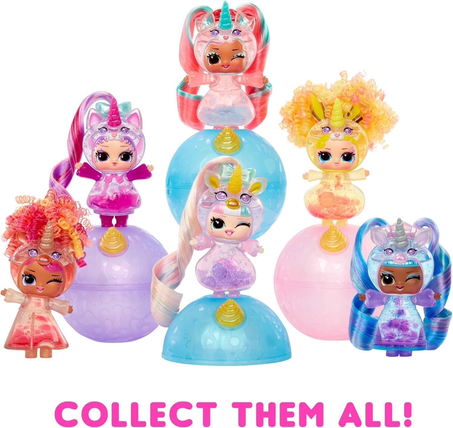 Jajaja ¡Sorpresa! Unicorns Tots: incluye 1 muñeco con cuerpo transparente y efecto lámpara de lava, empaque blindado, 8 muñecos coleccionables con 2 mezclas de colores, para edades de 4 años en adelante