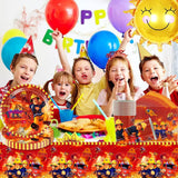Juego de vajilla para fiesta temática de bomberos, decoraciones para fiesta de cumpleaños de bomberos, 61 piezas para 20 invitados