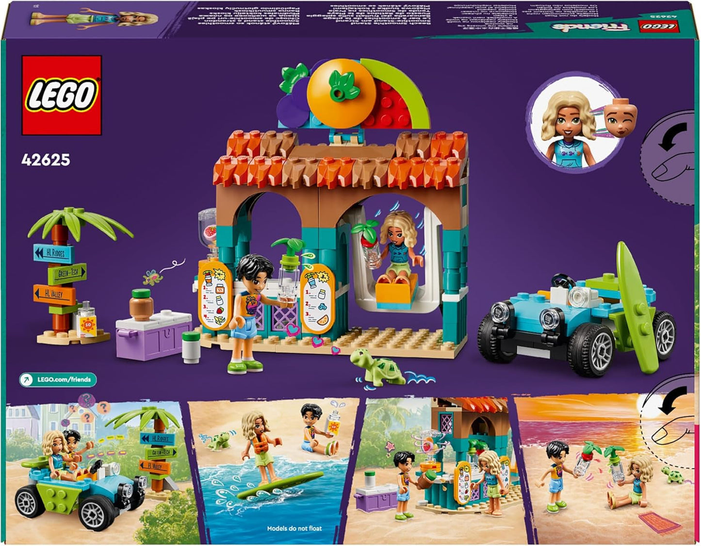 LEGO Friends Puesto de batidos en la playa Juego de rol Idea de regalo para niñas y niños de 6 años con figuras de juego Tortuga y accesorios Juguete de desarrollo social 42625 Juegos de construcción Besuche de LEGO-Store