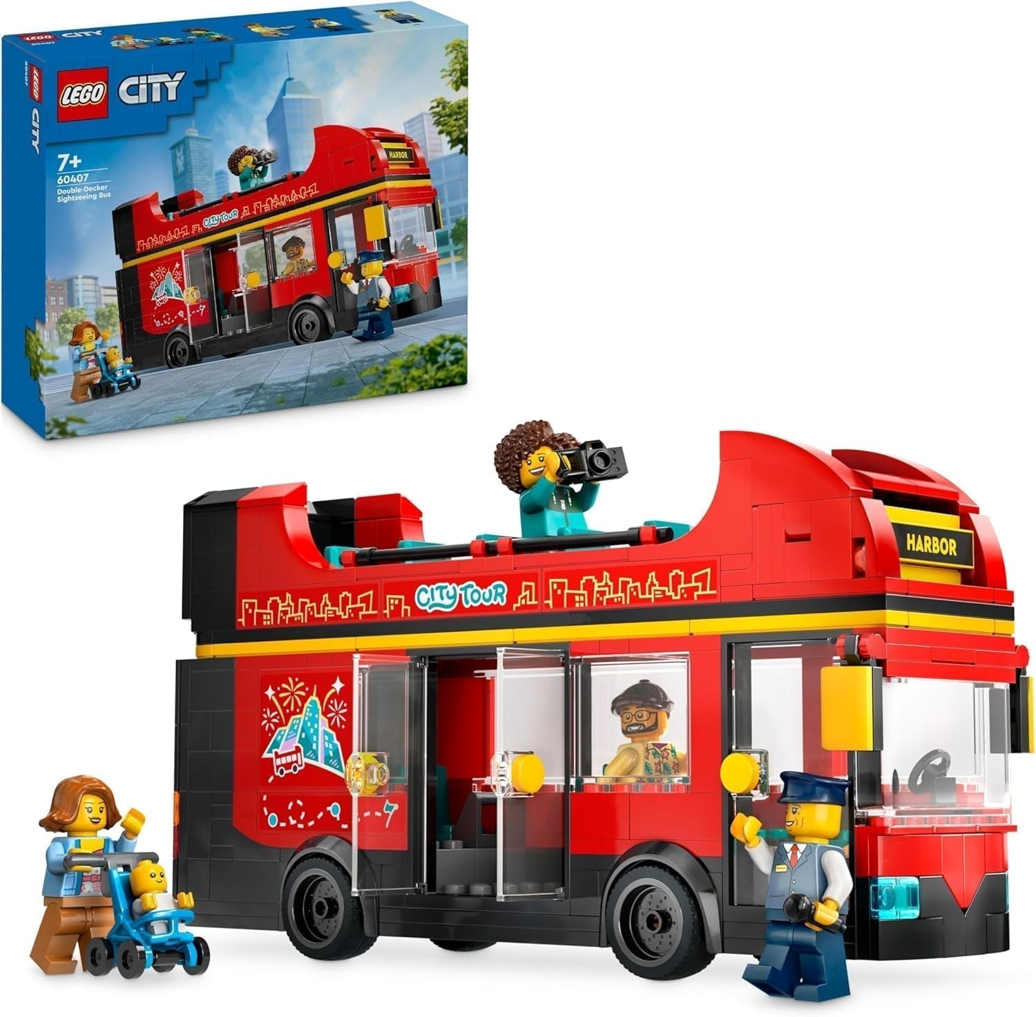 LEGO City Autobús de dos pisos, autobús de juguete de dos pisos, set de vehículos para niñas y niños a partir de 7 años, contiene 5 figuras, incluido un bebé en un cochecito 60407 Juegos de construcción Besuche den LEGO-Store Título predeterminado