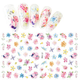 JMEOWIO Nagelsticker Frühling Blume 9 Blatt Nagelaufkleber Selbstklebend Rosa Blüte Nail Art Sticker Decoración Nageldesign Zubehör