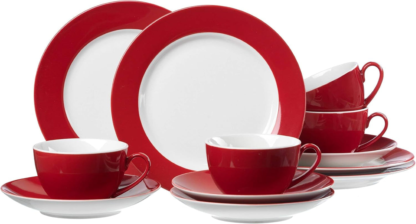 Ritzenhoff & Breker Doppio Servicio de café, 12 piezas, Porcelana, Rojo