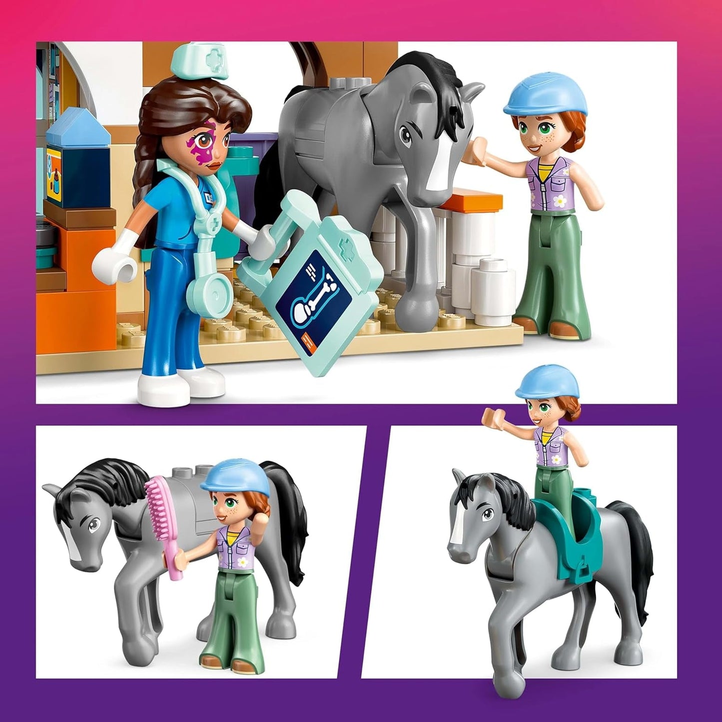 LEGO Friends Gabinete veterinario para caballos y mascotas, set de construcción y juego para juegos de rol imaginativos con 3 minifiguras y 5 figuras de animales, idea de regalo para niñas de 7 años 42651 Juegos de construcción Besuche den LEGO-Store