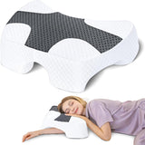 SAHEYER Almohada para dormir de lado con brazo, almohada ortopédica ergonómica, almohada viscoelástica para cuello y hombros, almohada para el cuello con brazos multiángulo para muchas posiciones para dormir (blanco) Almohadas ortopédicas cervicales Naty Shop Gris