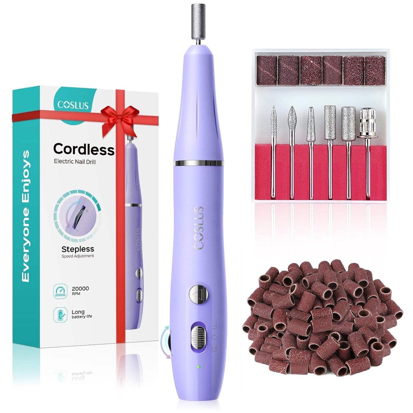 COSLUS Nagelfräser Kabellos Tragbar Für Gelnägel: Elektrische Nagelfeile Stufenlos Geschwindigkeitregelung Für Maniküre Pedicüre Und Acrylnägel Plastik Nail Drill Für Anfänger & Nagelstudio Zuhause