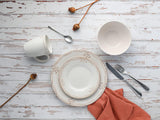 CreaTable, 23601, Serie Romantic Vintage, Vajilla de 16 piezas para 4, Servicio combinado de porcelana, Apto para lavavajillas y microondas, Fabricación de calidad