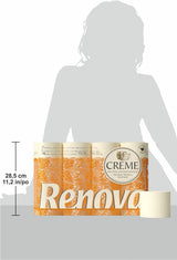 Papel higiénico Renova 4 capas crema perfumada, rollo de 12 rollos