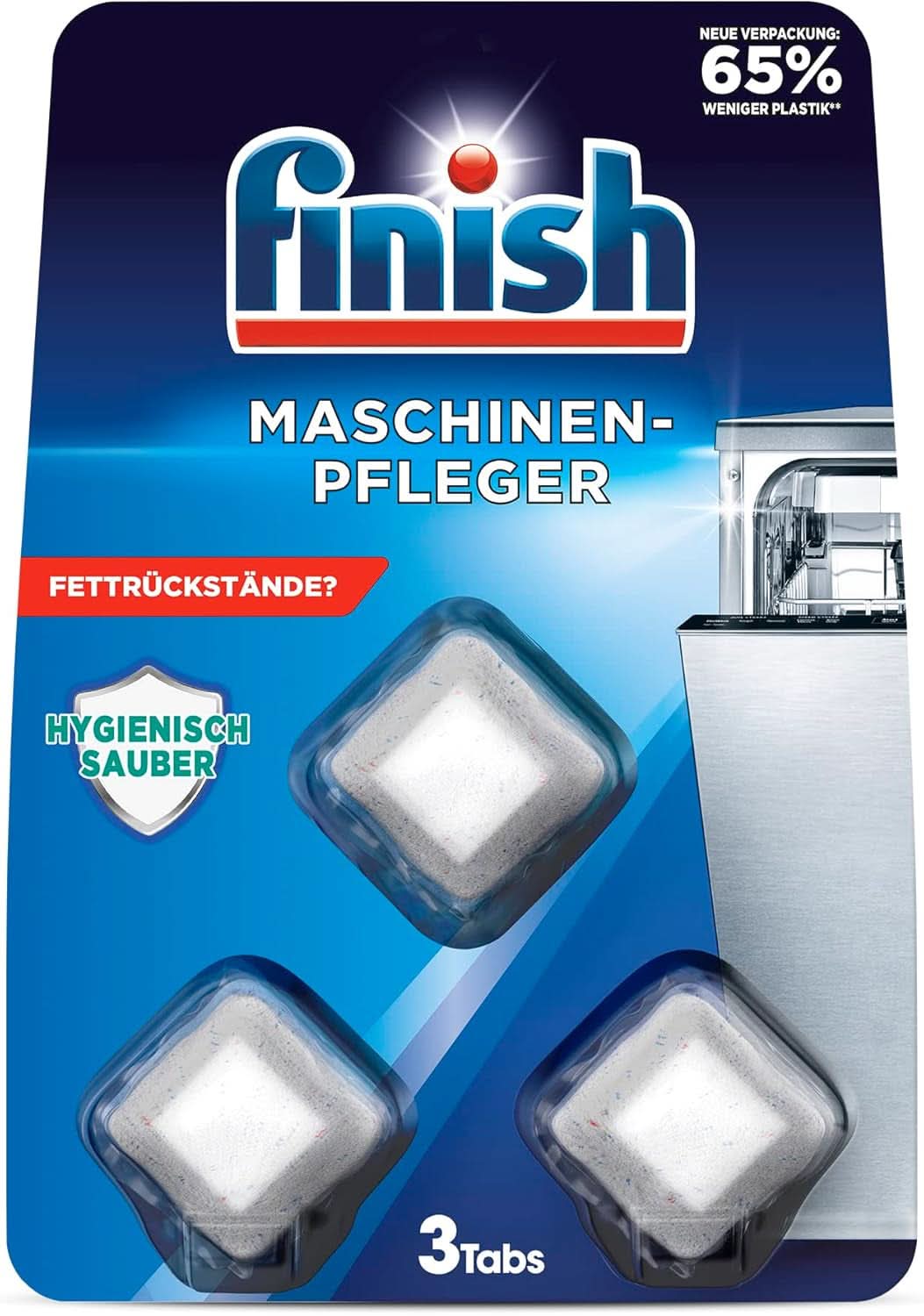 Finish Machine Cleaner Pastillas - Pastillas para lavavajillas contra la suciedad y la grasa del interior del lavavajillas, 3 pastillas Naty Shop Set 3 pastillas