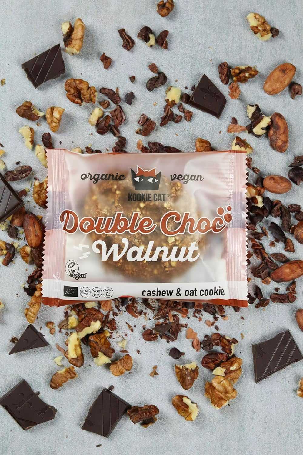 Chocolate con doble nuez - Vegano, sin gluten, sin soja, galletas de avena y anacardos orgánicos - Paquete múltiple de 12 x 50 g (paquete de 2)