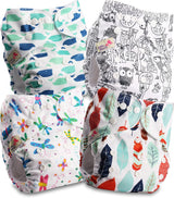 Littles and Bloomz FLP2-0406 Pañal reutilizable con clip estándar, 4 pañales