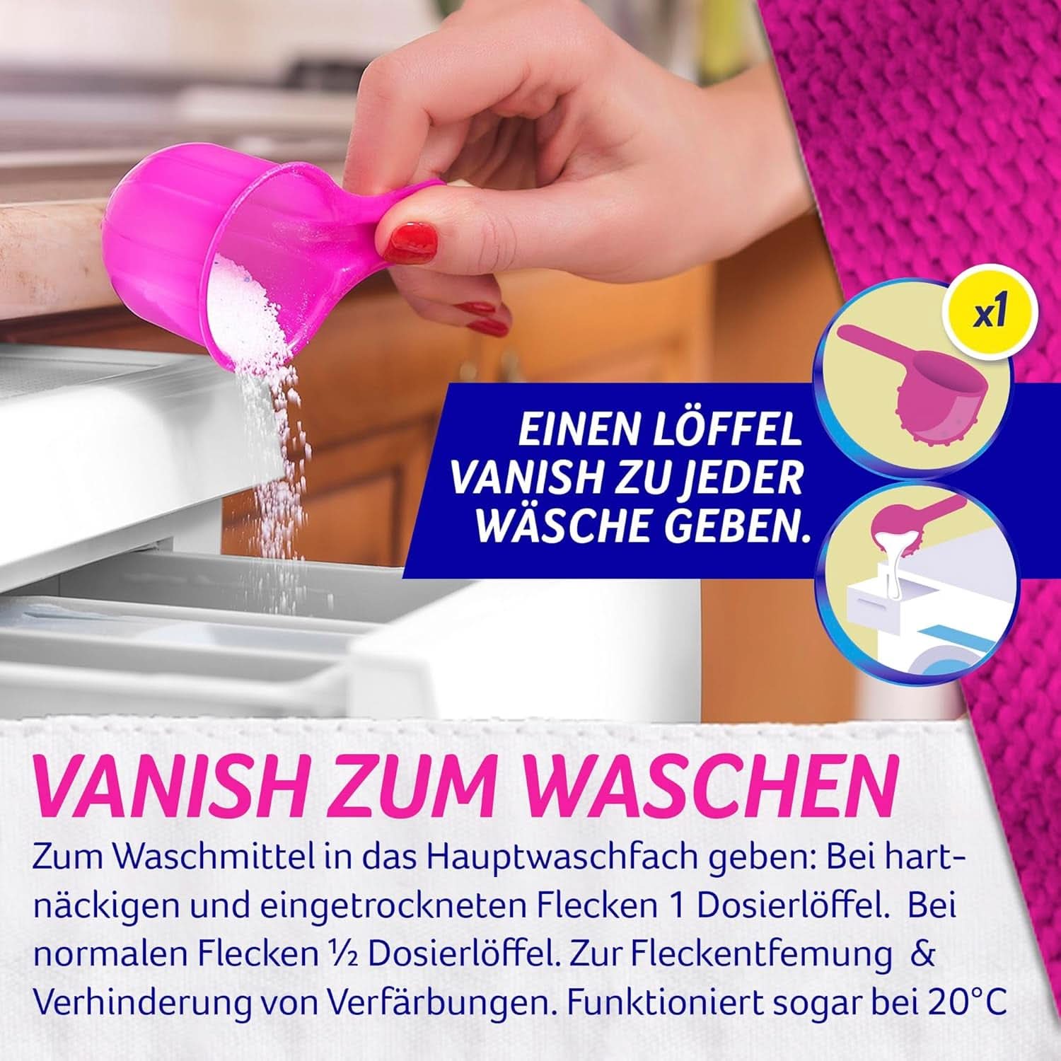 Vanish Oxi Action Powder Pink - 1,125 Kg - Polvo quitamanchas y mejorador de la ropa sin cloro - para ropa de color Detergentes para la ropa Naty Shop