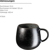 MÄSER Carellia Juego de desayuno de 12 piezas - cerámica de Portugal - esmalte reactivo - 4 platos de postre de 23 cm, 4 tazones de 15 cm, 4 tazas de café de 430 ml - apto para lavavajillas y microondas, gris