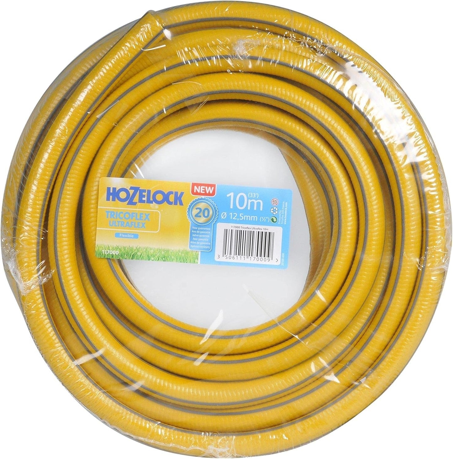 HOZELOCK - Manguera Tricoflex Ultraflex Ø 12,5 mm (1/2") 20 M: Manguera de jardín flexible, resistente a la intemperie, resistente a torceduras y dobleces, fabricada con un 40% de PVC reciclado [117002], amarilla