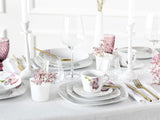 CreaTable, 24024, Serie Square Orchid, Vajilla de 18 piezas para 6 personas, Servicio de café de porcelana, Apto para lavavajillas y microondas, Fabricación de calidad