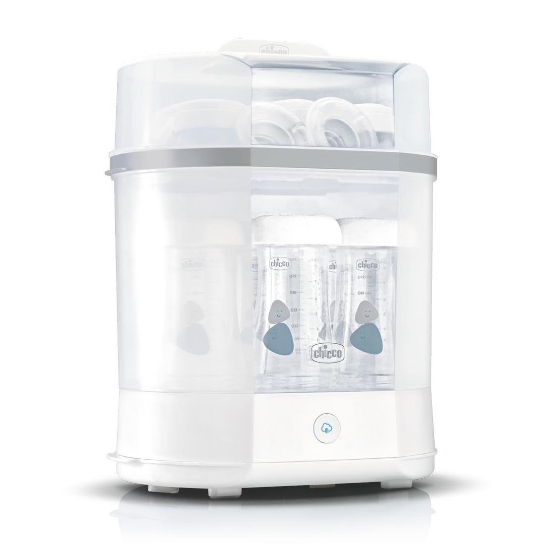 Chicco Esterilizador Modular con Función de Secado, Esterilizador de Biberones, Mordedor y Chupete con Auto-Stop, Apto para Microondas, Apto para esterilizar hasta 6 biberones de 330ml