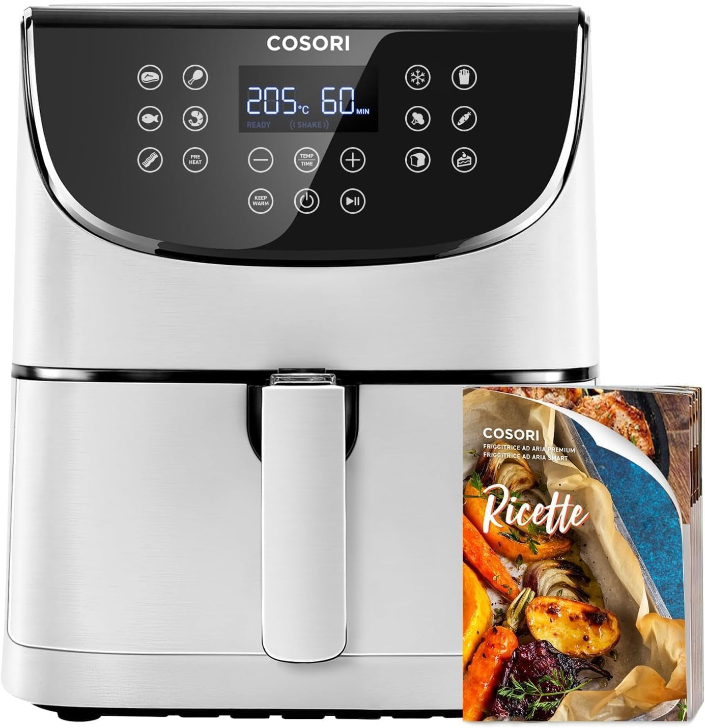 COSORI Freidora de Aire Caliente, Freidora de Aire 12 en 1 XXL 6,2L, Freidora de Aire Caliente con Ventana de Vista y Recordatorio de Revolver, 80 Recetas Electrodomésticos Naty Shop Blanco 5,5L Premium