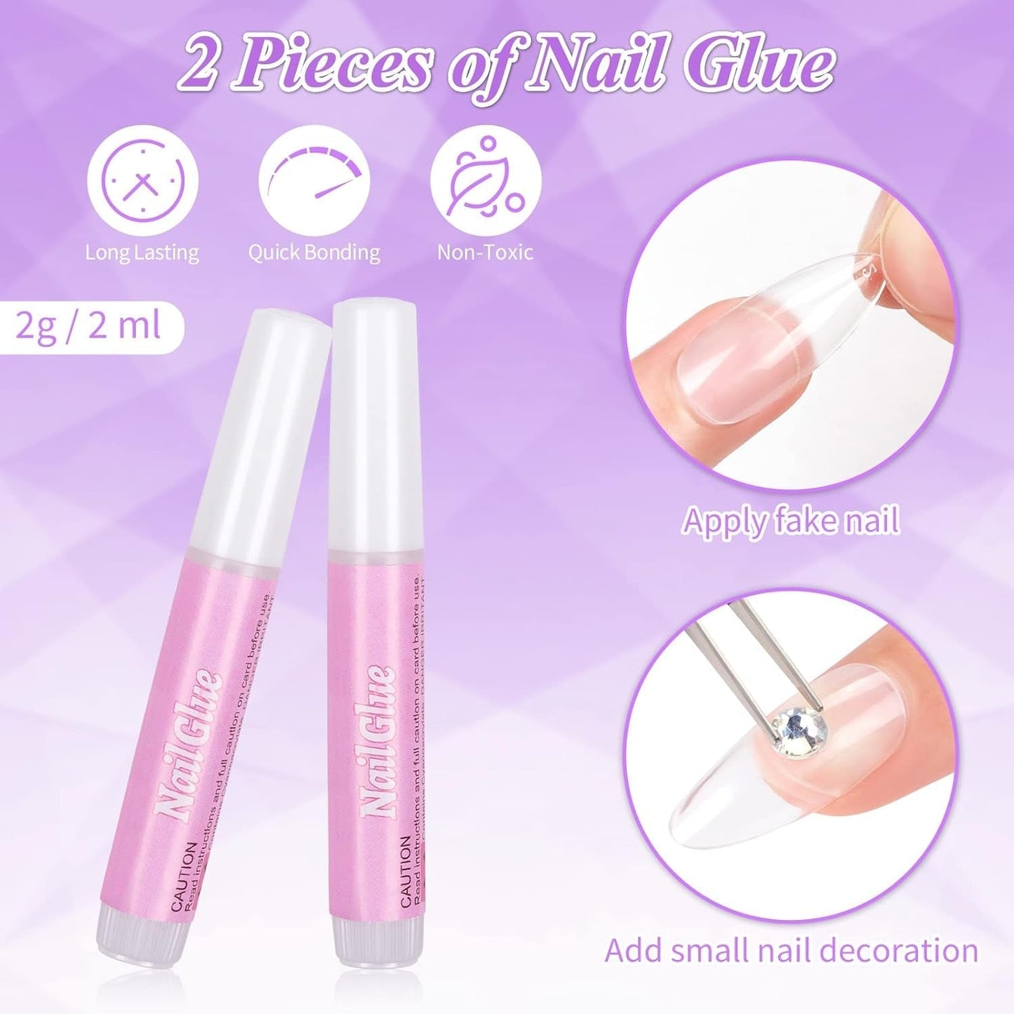 Becellen 500 puntas de uñas artificiales, puntas de uñas de gel suave, cobertura completa, puntas de uñas de gel, uñas artificiales prepulidas, juego de pegamento para decoración de uñas (almendras)