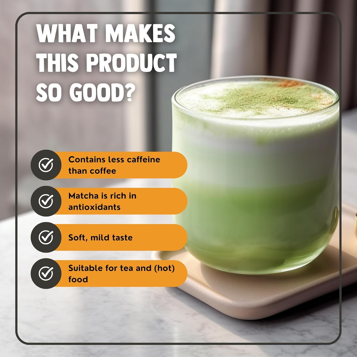 Cupplement Matcha 90 gramos orgánico - Té verde en polvo de la más alta calidad - Sin batidor ni alambre de bambú - Culunario - Set para principiantes - Latte - Batidor - Japón - Polvo - Té - Alambre - Bolsa - Batido