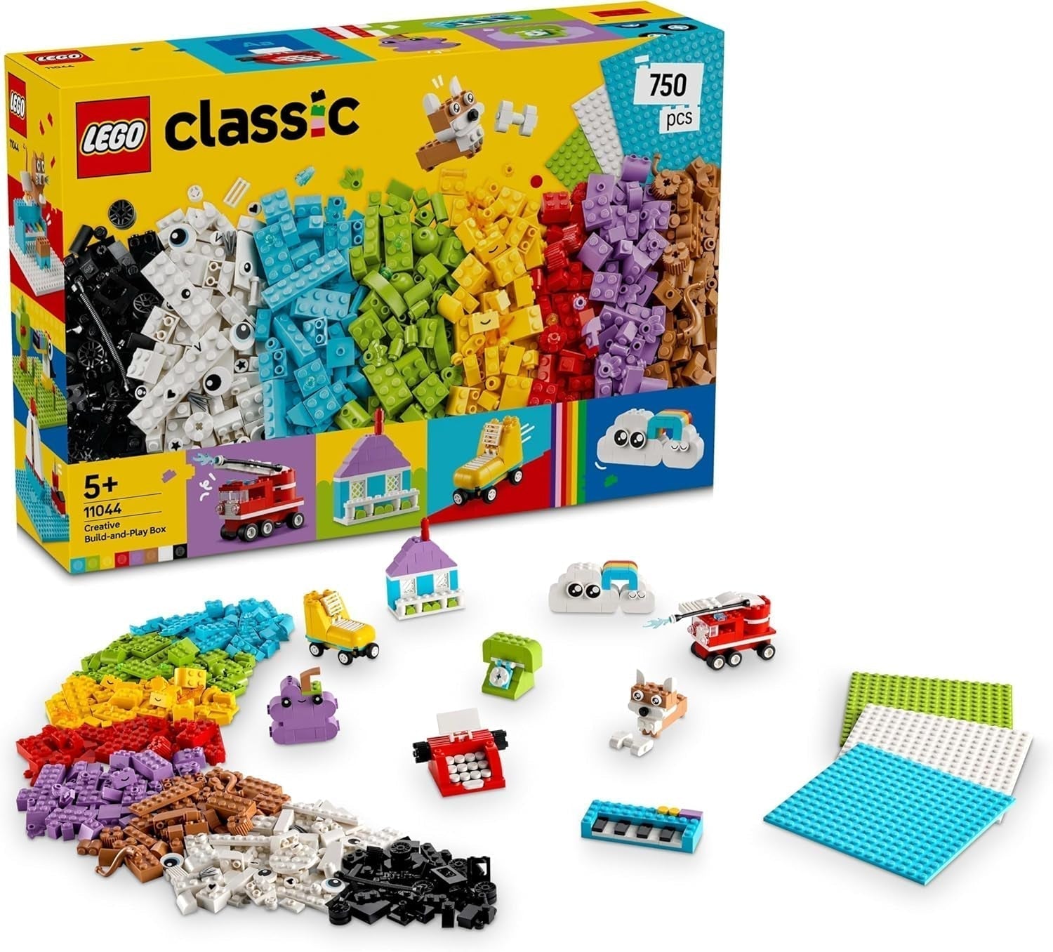 Set creativo LEGO Classic para construir y jugar - set con ladrillos de colores - construye una casa, un perro, un auto divertido, un teclado de piano y un arcoíris - set de manualidades para niños y niñas a partir de 5 años Juegos de construcción Besuche den LEGO-Store Default title