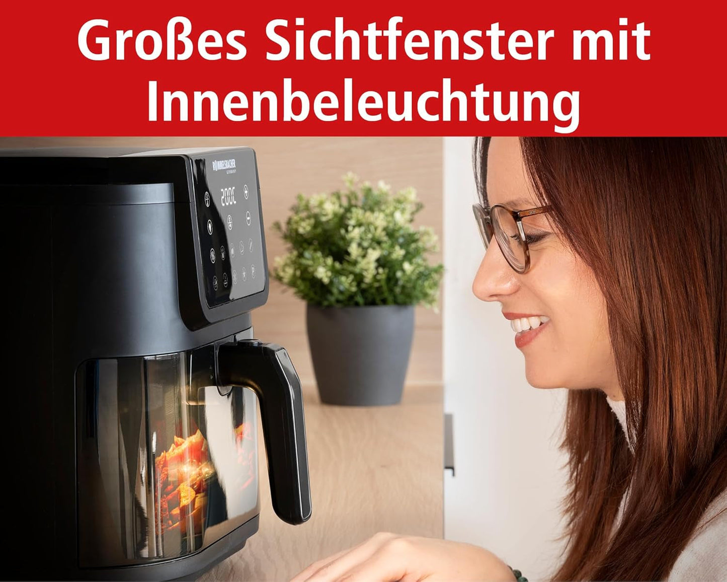 ROMMELSBACHER Freidora de aire caliente con ventana FRH 1700, 10 programas, silenciosa Electrodomésticos Naty Shop