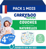- Tamaño de pañal 4+ 9-20 kg – Ökologische Babywaidern – natürliche Babypflege, hypoallergen, ohne Parfüm und auslaufsicher – hermestellung in Frankreich – 126 pañales desechables – 1 mes
