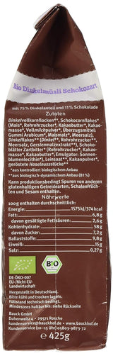 Bauck HOF Dinkelmüsli Schokozart, 425G (1Er Pack) Cereales Naty Shop