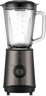 BLACK+DECKER Batidora de pie | 500W | 2 velocidades | Función de pulso | Glaskrug | 1,5 litros | Edelstahlmesser Mit 4 Klingen | Herausnehmbar Und Leicht Zu Reinigen | Cocina Weiß Und Grau Naty Shop 800W Edelstahl