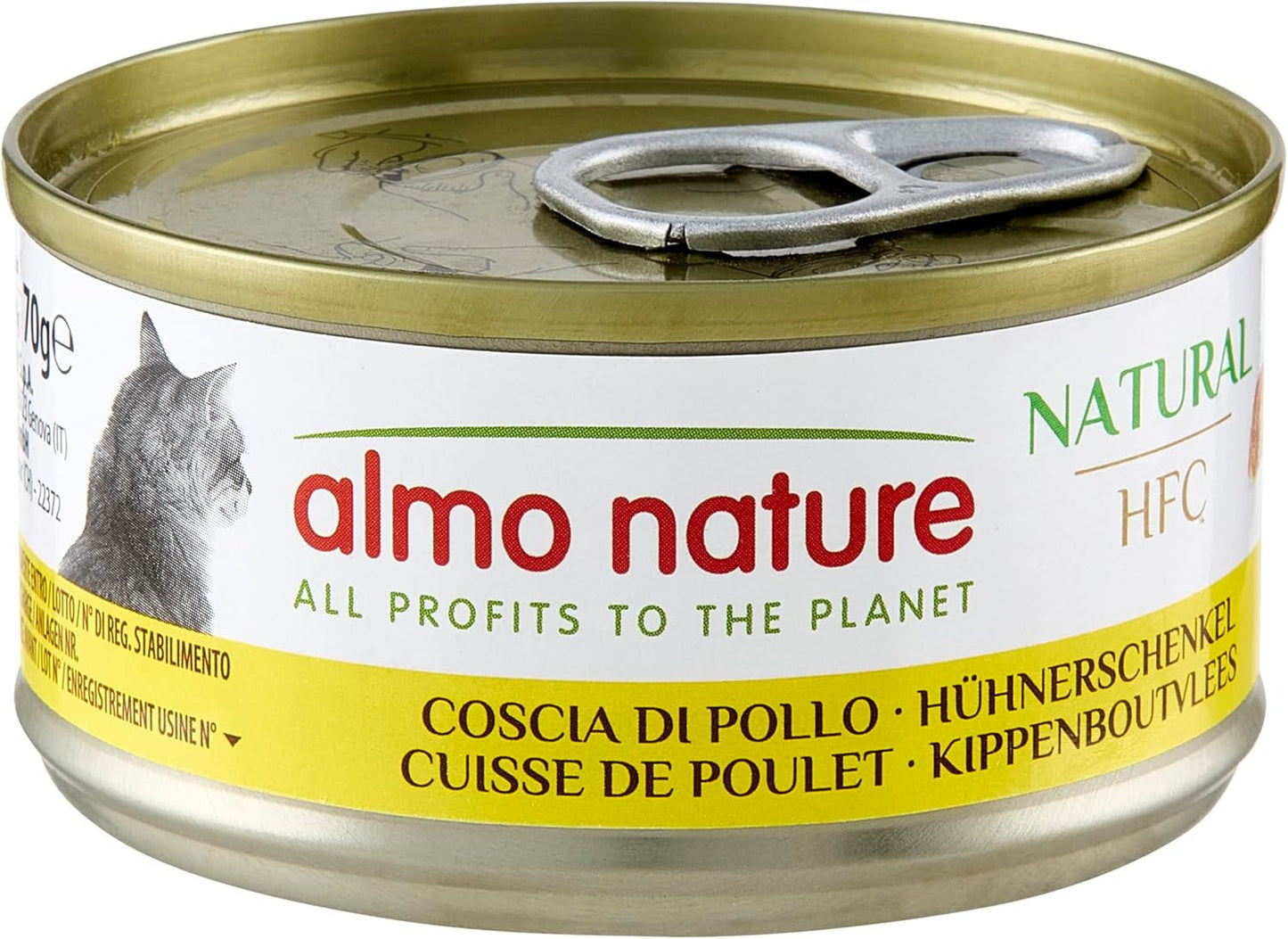 Almo Nature HFC Comida húmeda natural para gatos - muslos de pollo, paquete de 24 (24 x 70 g)