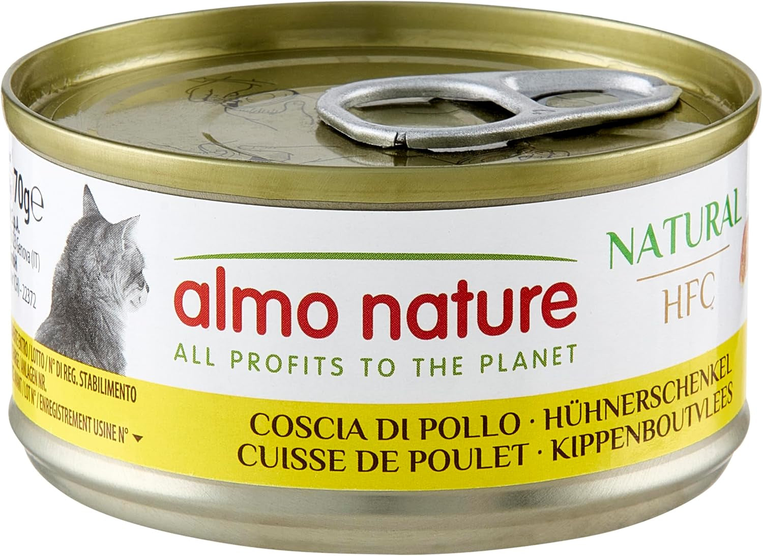 Almo Nature HFC Comida húmeda natural para gatos - muslos de pollo, paquete de 24 (24 x 70 g)