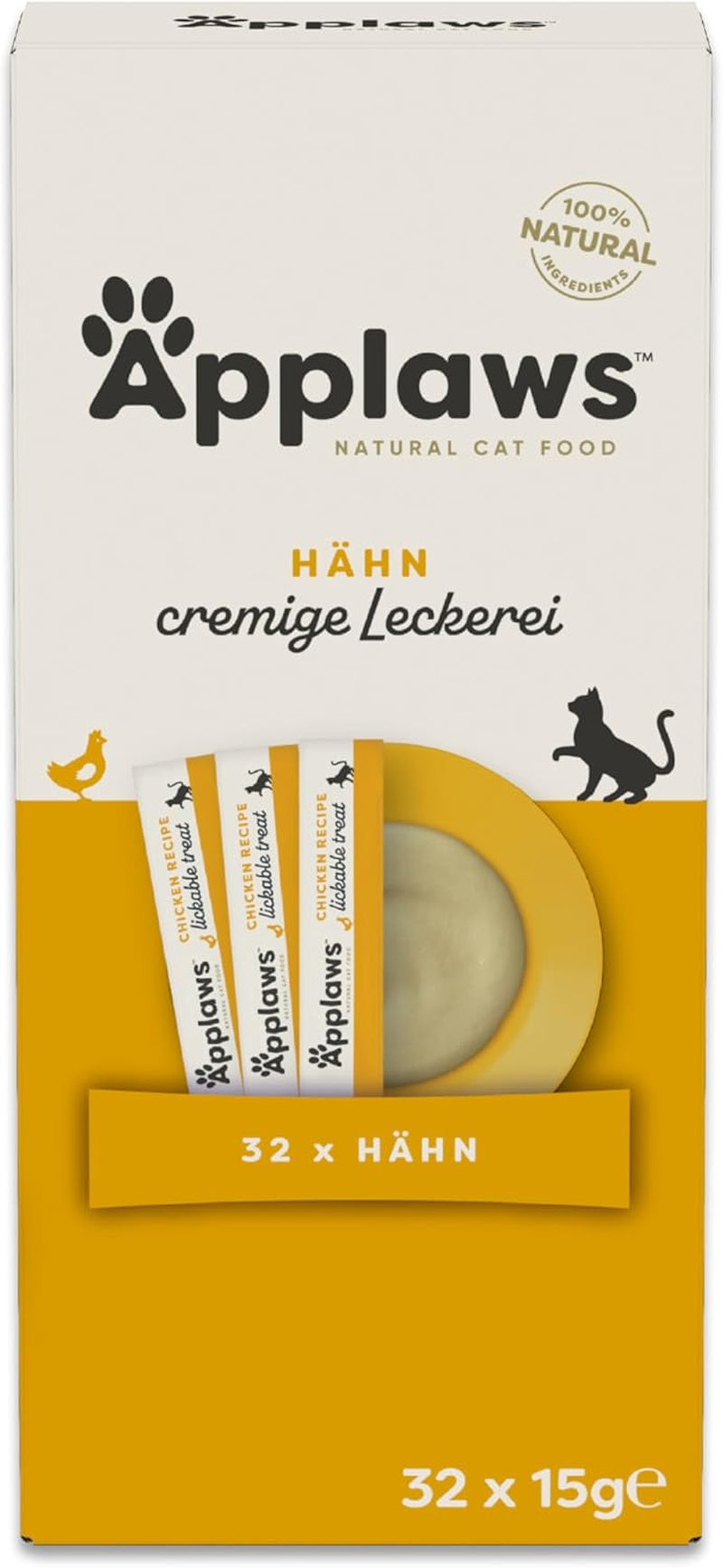 Applaws Snack cremoso de pollo sin cereales para gatos y gatitos 32 sobres x 15 g